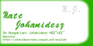 mate johanidesz business card